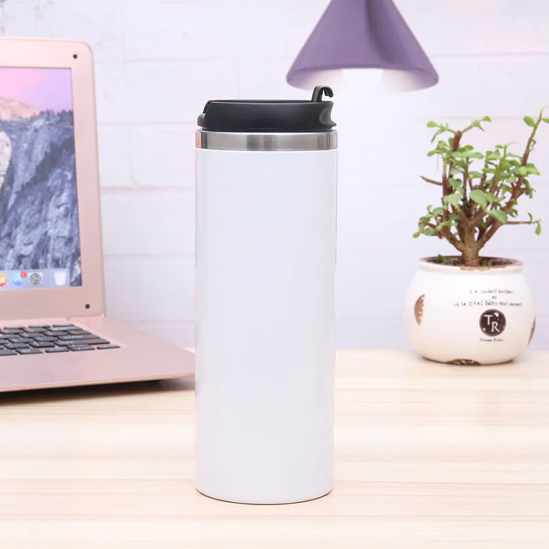 420ml Double Wall Stainless Steel Sublimation Heat Transfer Water Bottle Insulated Tumbler with Flip Lid