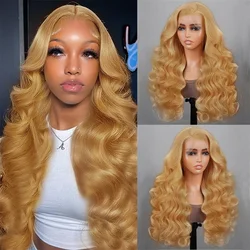 26 Inch Honey Blonde Wig Human Hair 13x4 Honey Blonde HD Lace Front Wig Human Hair 27#Colored Body Wave Blonde Lace Front Wigs