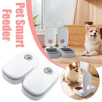 스마트 애완 동물 그릇 스마트 타이머 고양이 피더, 정량 및 자동 식품, 이중 가정 건조 분리, 습식 식사, D X7G5, 1/2 개 