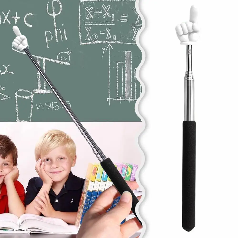 Retractable Teacher Pointer Finger Design Anti-slip Handle Teaching Guide Pointer Teaching Stick Whiteboard Pointer