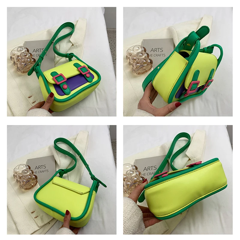 Fashion Women\'s Bag 2022 Trend Kawaii Soft PU Leather Crossbody Bags Green Small Shoulder Bags Versatile Quilted Handbags Summer