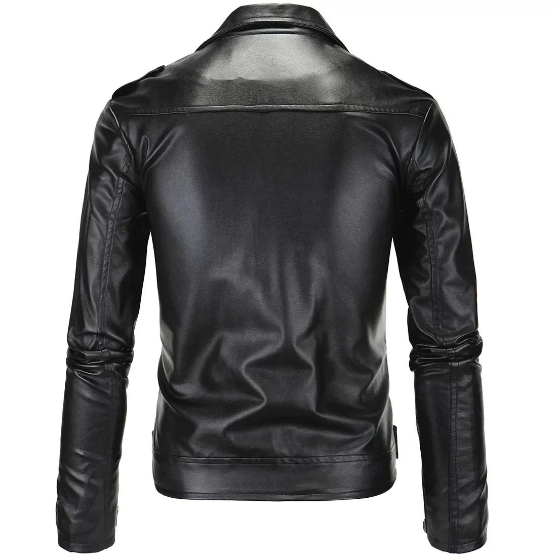 Chaqueta de Pu con solapa giratoria para hombre, abrigo de abanico Punk Simple, moda urbana, primavera y otoño