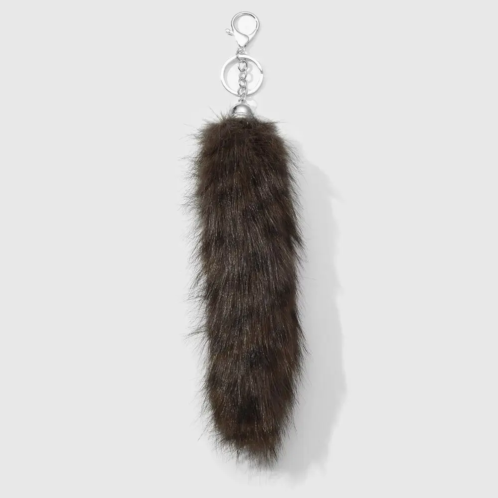 Car Keychain Long Hair Fur Tails Pendant Ornament Retro Tail Keyring Cute Keys Holder Bag Charms Purse Handbag
