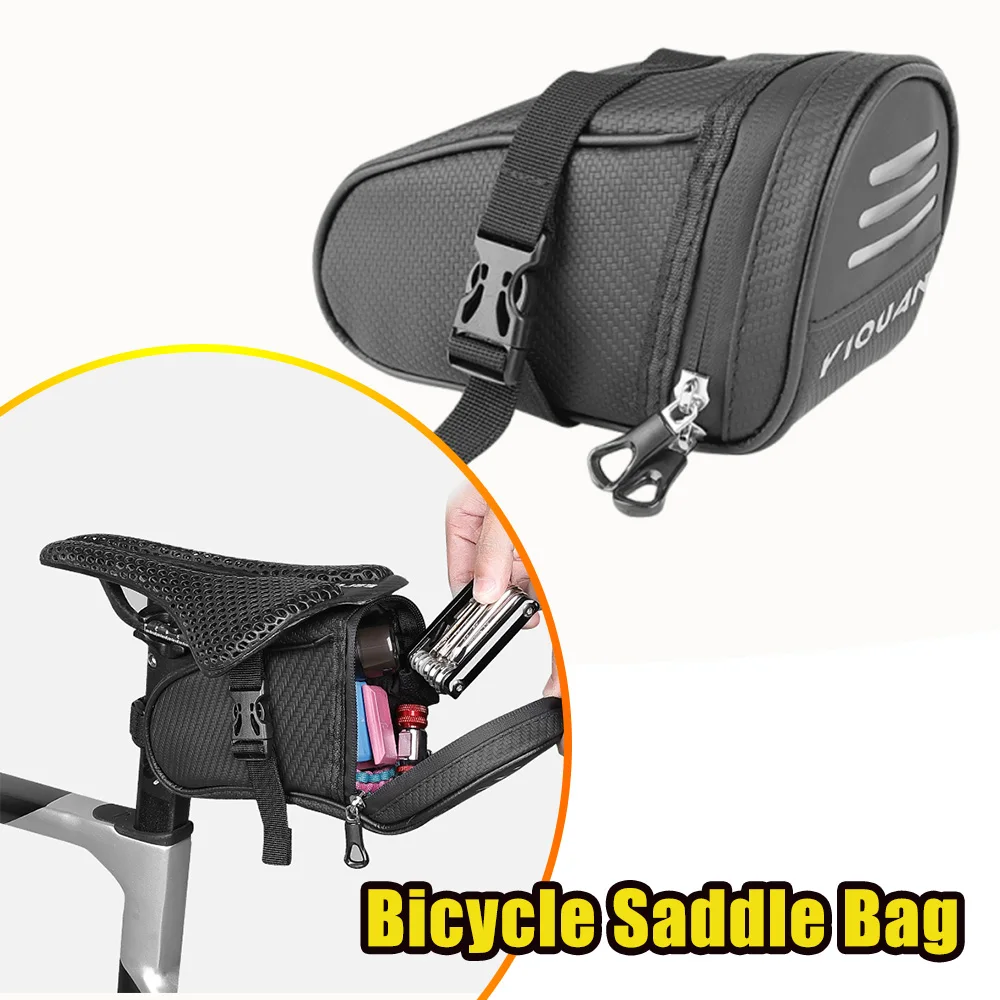

Bicycle Saddle Bag Waterproof Lightweight Mountain and Road Bike Under Seat Rear Trunk Tool Bag Cycling Gear Reflective Zipper