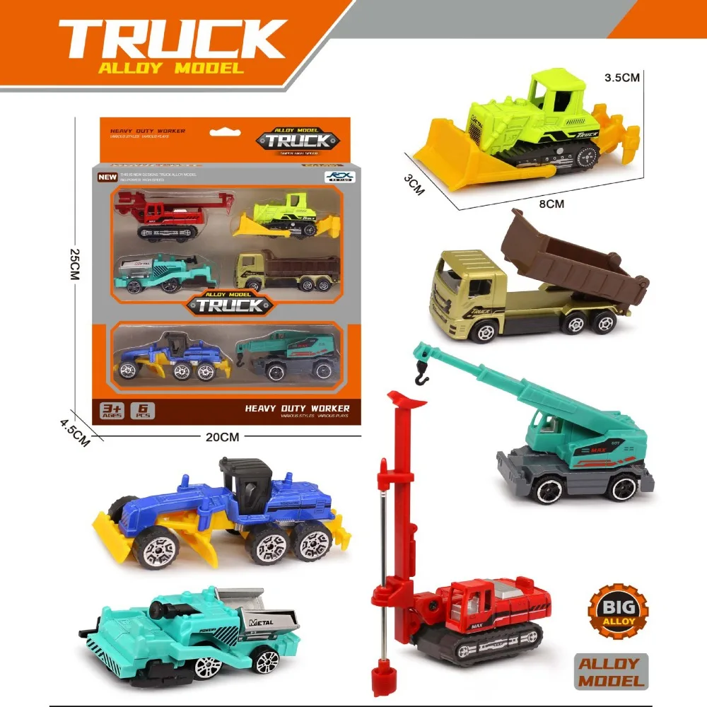 

4/6pcs 1:64 Alloy Engineering Truck Loader Mini 2 Styles Simulation Metal Car Model Classic Construction Car Model