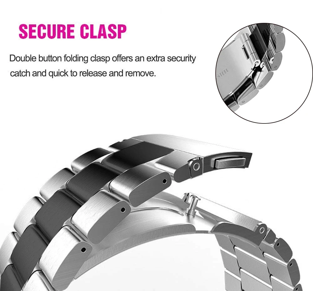 22mm 20mm Band For Samsung Galaxy Watch 7 6 5 4 3 Classic Gear S3 Active 2 Stainless Steel Strap For Huawei Watch 4 GT4 GT3 Gt2e