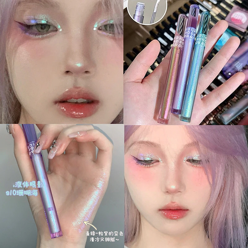 Maquillage de fard à paupières liquide, stylo Eyeliner à haute luminosité scintillant nacré pour Festival de musique, maquillage pour les yeux à paillettes imperméable
