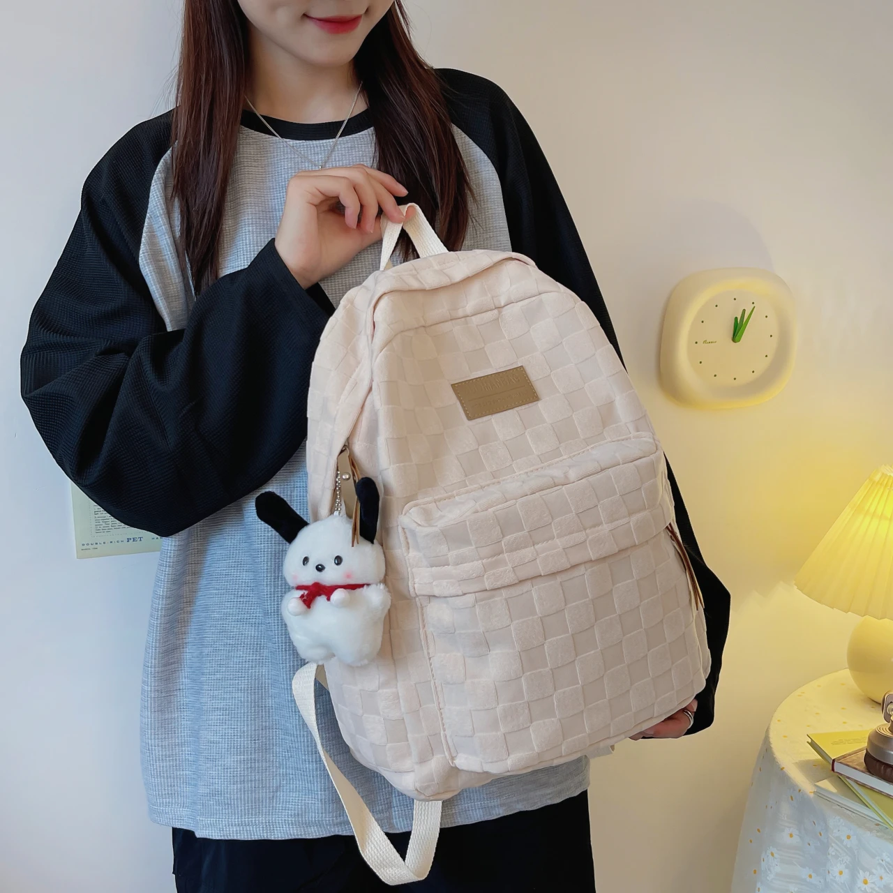 Mochila de nailon de gran capacidad para mujer, bolso escolar para estudiantes de secundaria, con múltiples bolsillos