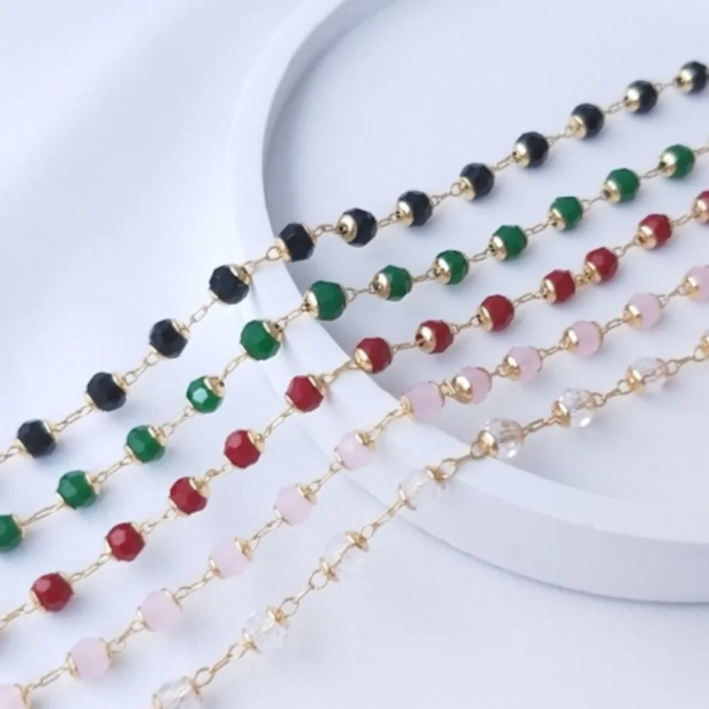 

14-каратное золотого цвета, кристалл циркона, цепочка ручной работы, зажим для диска, цветная цепочка из бисера, браслет «сделай сам», ожерелье, ювелирные изделия, свободная цепочка