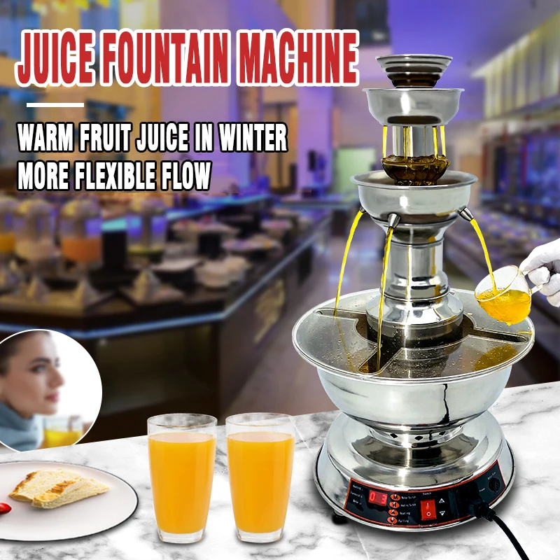 BEIJIAMEI Red Wine Champagne Fountain Machine Wine Warmer 3 Tier Juice Waterfall Machine Restaurant Party Beverage Warmer