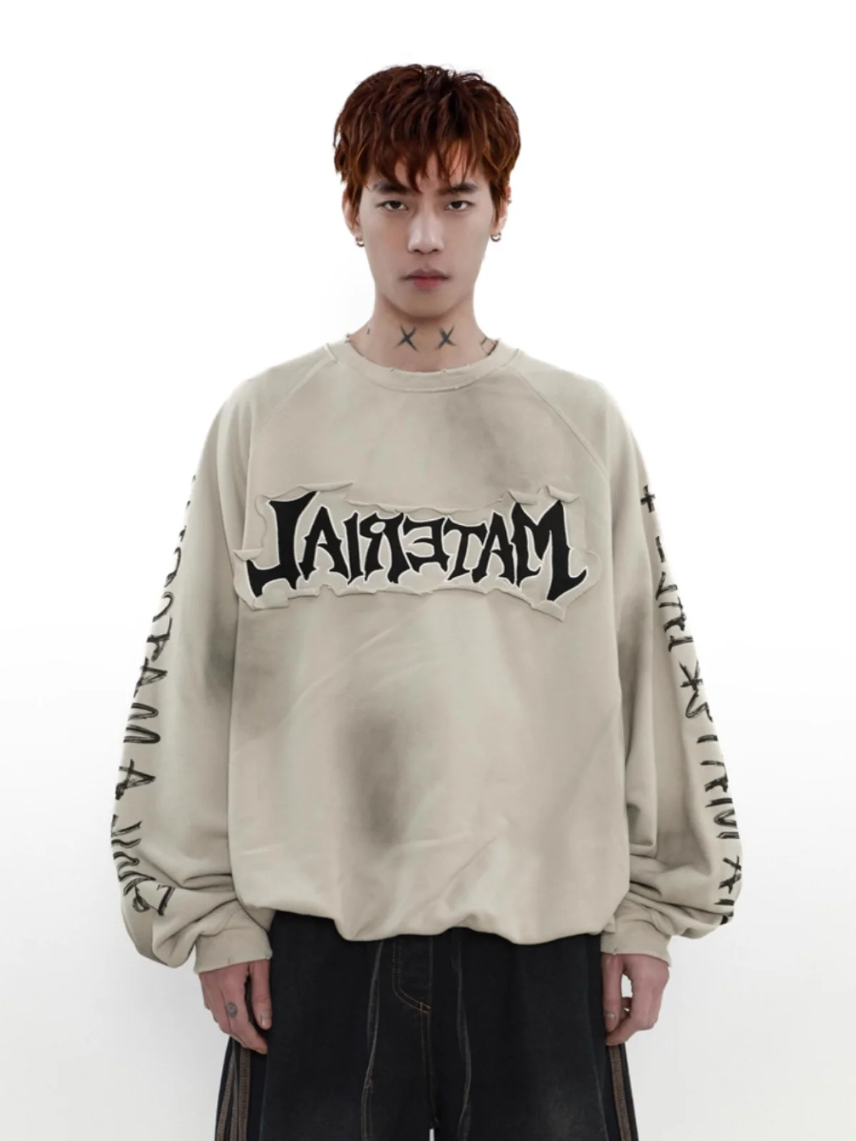 

Американский худи оверсайз в стиле High Street: свободный крой, хлопок, вышивка, круглый вырез, унисекс, комфортный