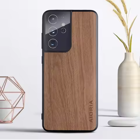 for Samsung Galaxy S24 S23 S22 S21 A53 A73 Ultra Plus S20 Note 20 A21S A32 A72 A42 Case Wood Texture PU Leather Soft Cover Funda