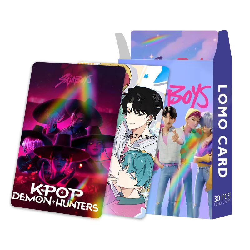 30 قطعة من بطاقات KPop Demon Hunters المجسمة للأولاد غزة على الوجهين بطاقات صور LOMO ، مجموعة بطاقات تجارة أنيمي لمحبي Scra