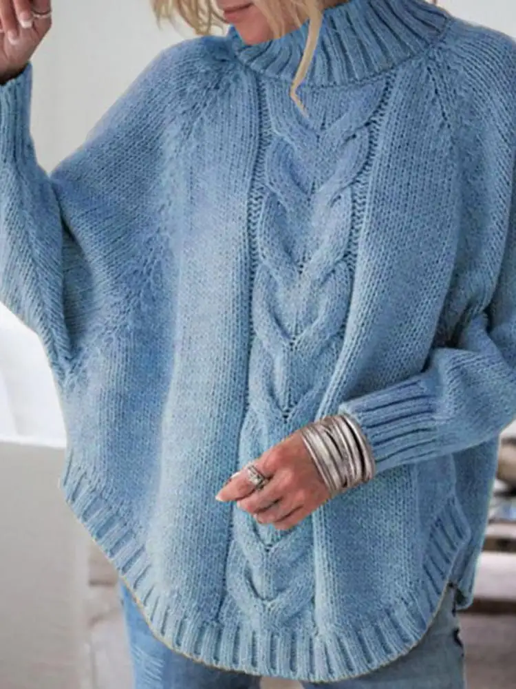 

Универсальный вязаный свитер High Ne Twist Dough Twist Street Sle Slim Fit Hollow out Fiber Blend ort Sve Moisture ng