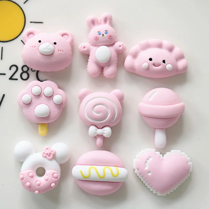 10Pcs New Cute kawaii Cartoon Flat Back Dessert Resin Charms Cabochons Scrapbooking DIY Jewelry Craft Decoration Accessories