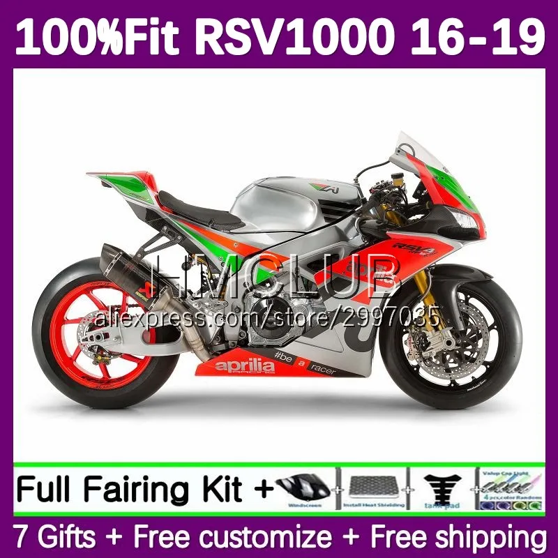 Injection Fairing For Aprilia RSV4 RSV 1000R 1000 RSV1000 R 16 17 18 19 83No.18 RSV1000RR 2016 2017 2018 2019 Body Red Silver