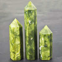 Natural Xiuyan Jade Single Point Wand Stone Mineral Crystal Stones Crafts Home Decoration Hexagonal Prism Christmas Gifts