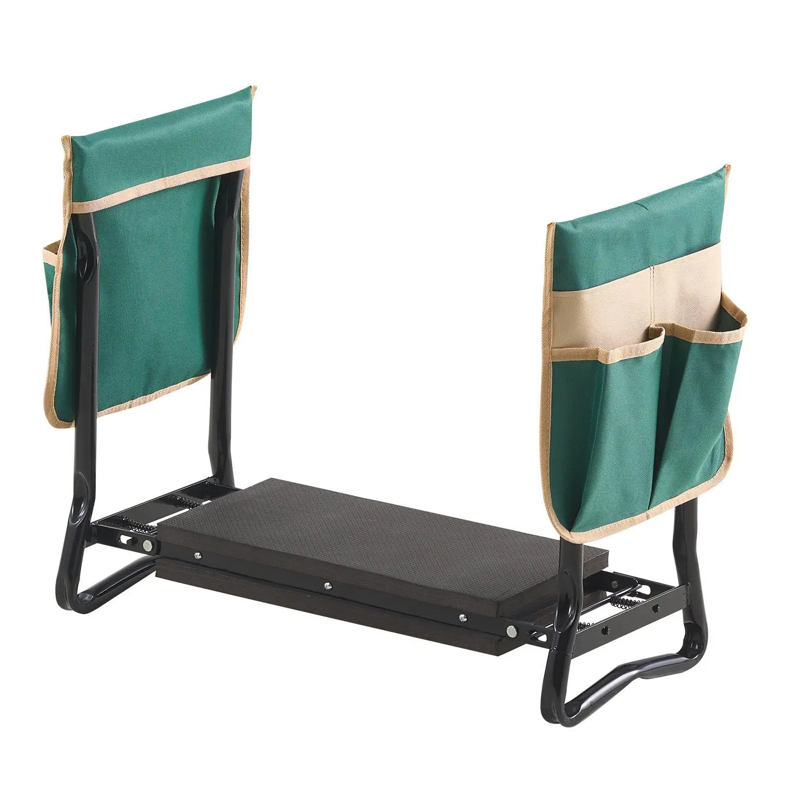 Heavy Duty Folding Garden Kneeler and Seat with 8 Inch Wide Pad and Two Tool Bags Portable Garden Bench for Knee and Back Support