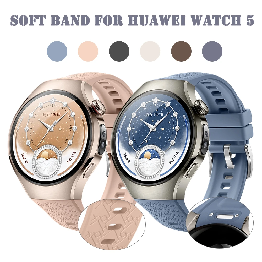 

Подходит для Huawei Watch 5, 42 мм, сменный силиконовый аксессуар, совместимый с Huawei Watch 5, 46 мм, дышащий ремешок с принтом