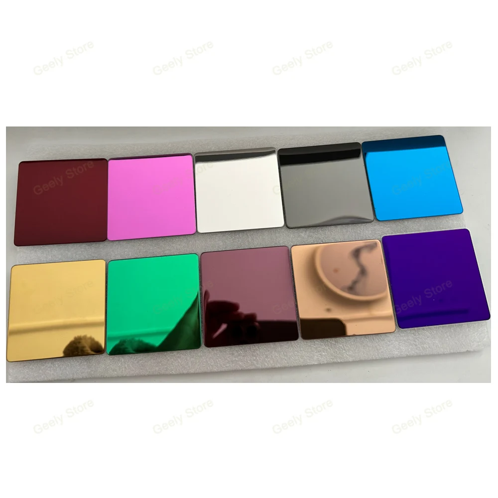 5pcs 6x6cm 201 Stainless Steel material blank Mirror Surface Colorful Metal Business Card Nameplate Laser Engraving Metal Badge
