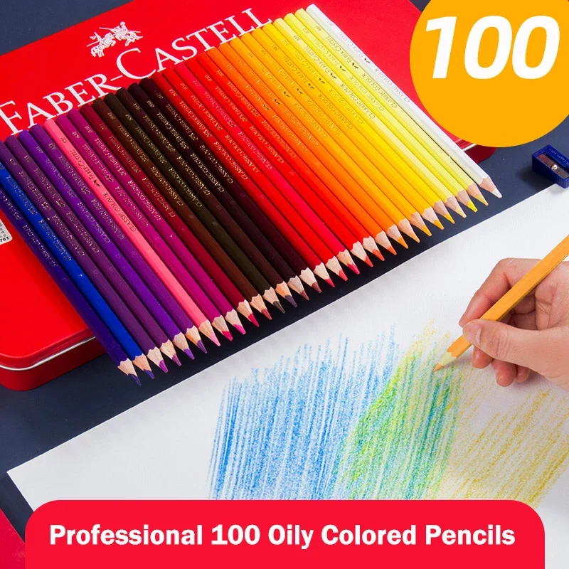 Imagem -02 - Faber-castell Profissional Oleoso Lápis Colorido Artista Escola Esboço Desenho Lápis Presente Infantil Art Supplies 100 Cores