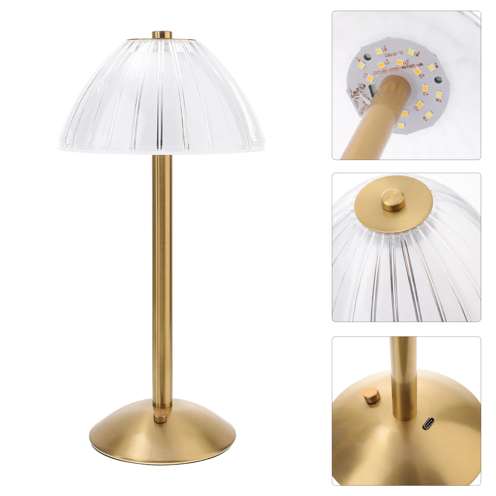 Rechargeable Retro Lamp Mushroom Night Light Metal Acrylic Cordless Bedside Desk Touch Dimmable Romantic Atmosphere
