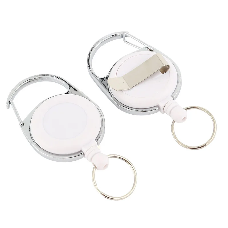 3 Pack Retractable Badge Reel Holder White ID Clips for Doctor Nurse Medical Staf Supplies Roller Name Tag Card Buckle Carabiner