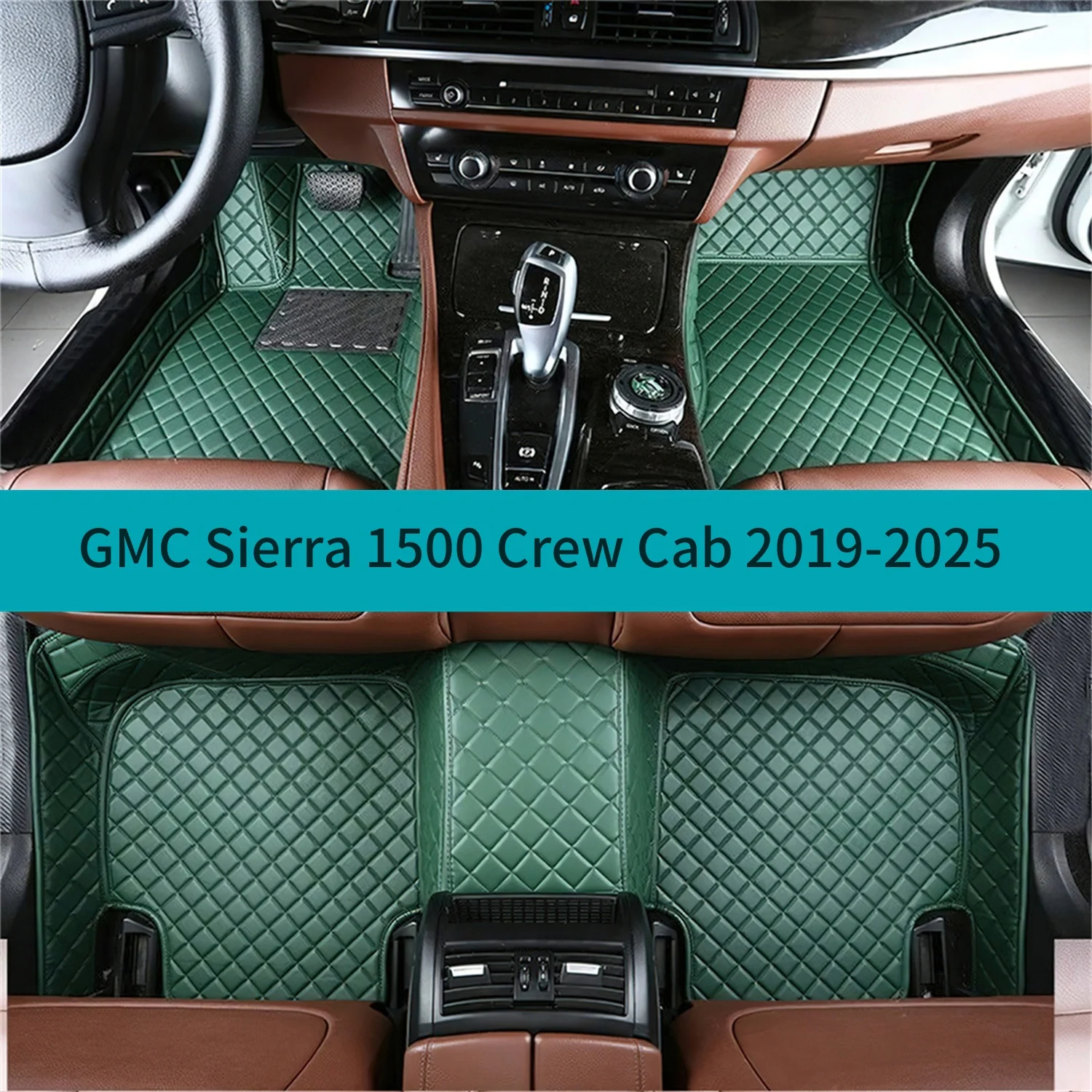 

Full Set Car Floor Mats for GMC Sierra 1500 Crew Cab 2019-2025 Leather Floor Mats for Cars Mats Carpets Car Accessories