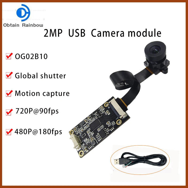 180Fps Globalna migawka OG02B10/OG02B1 Moduł kamery HD 2MP Globalna ekspozycja Przechwytywanie ruchu Beznapędowy moduł wyjściowy USB o dużej prędkości