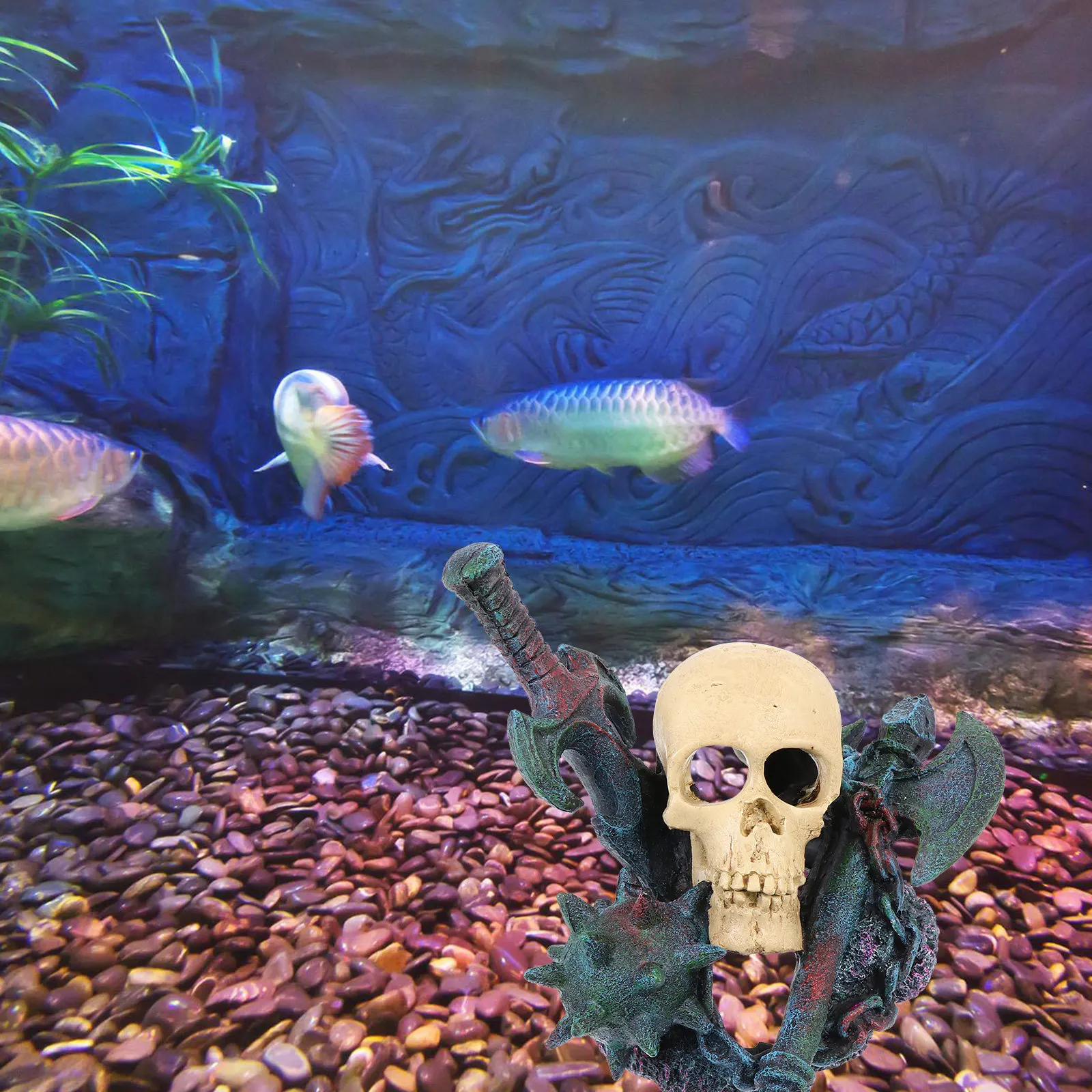 

1Pcs Resin Skull Aquarium Decor Durable Fish Tank Landscape Decoration Compact Fish Hiding Place Accessory Aquarium Decoration