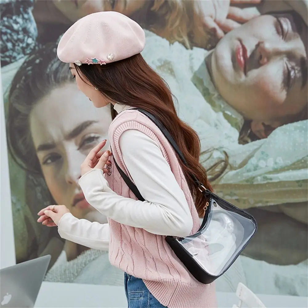 

Candy Color Transparent Shoulder Bag Daily Zipper PVC Clear Jelly Bag Small Purses Women Girls