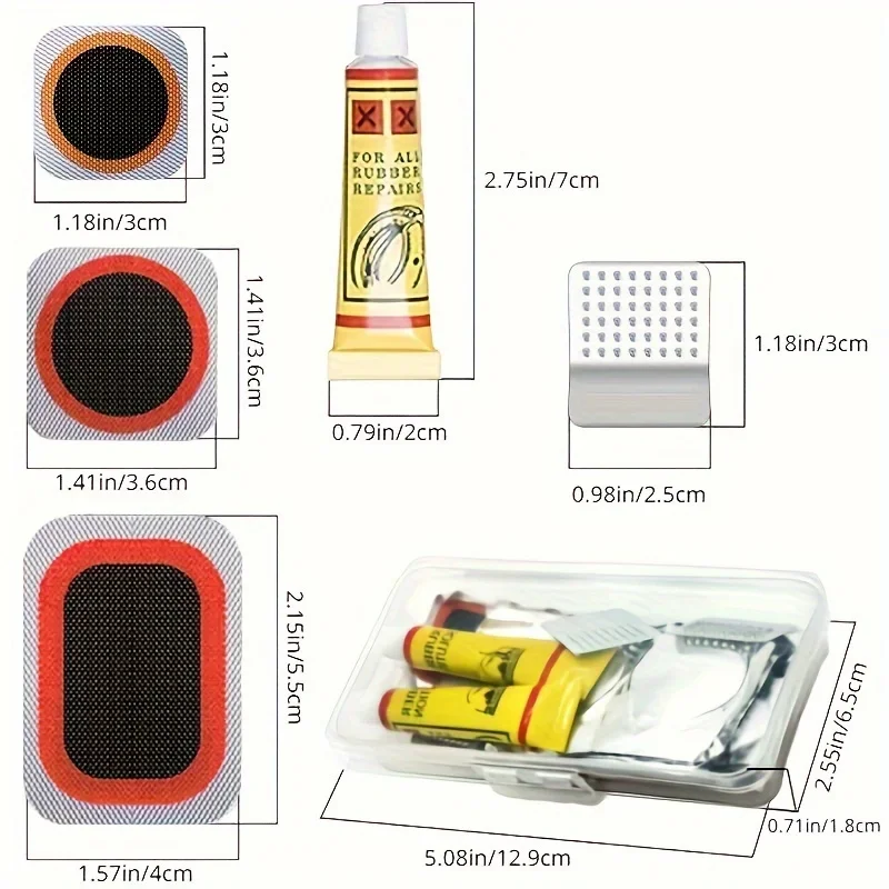 32pcs Bike Tire Repair Kit - Bicycle Inner Tube Puncture Patch Set with Vulcanizing Patches for Road/Mountain Cycling