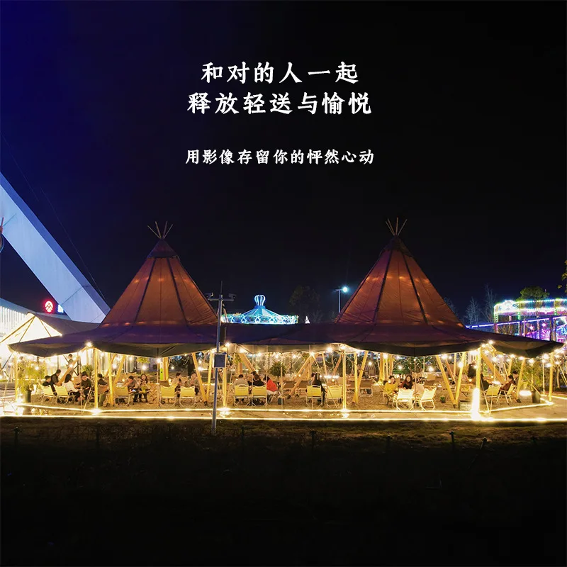 Affordable Luxury Tents,Harajuku Indian Straw Hat Tent Campground B & B Activity Dining Bar 72 People Tianmu Hotel Camping Base