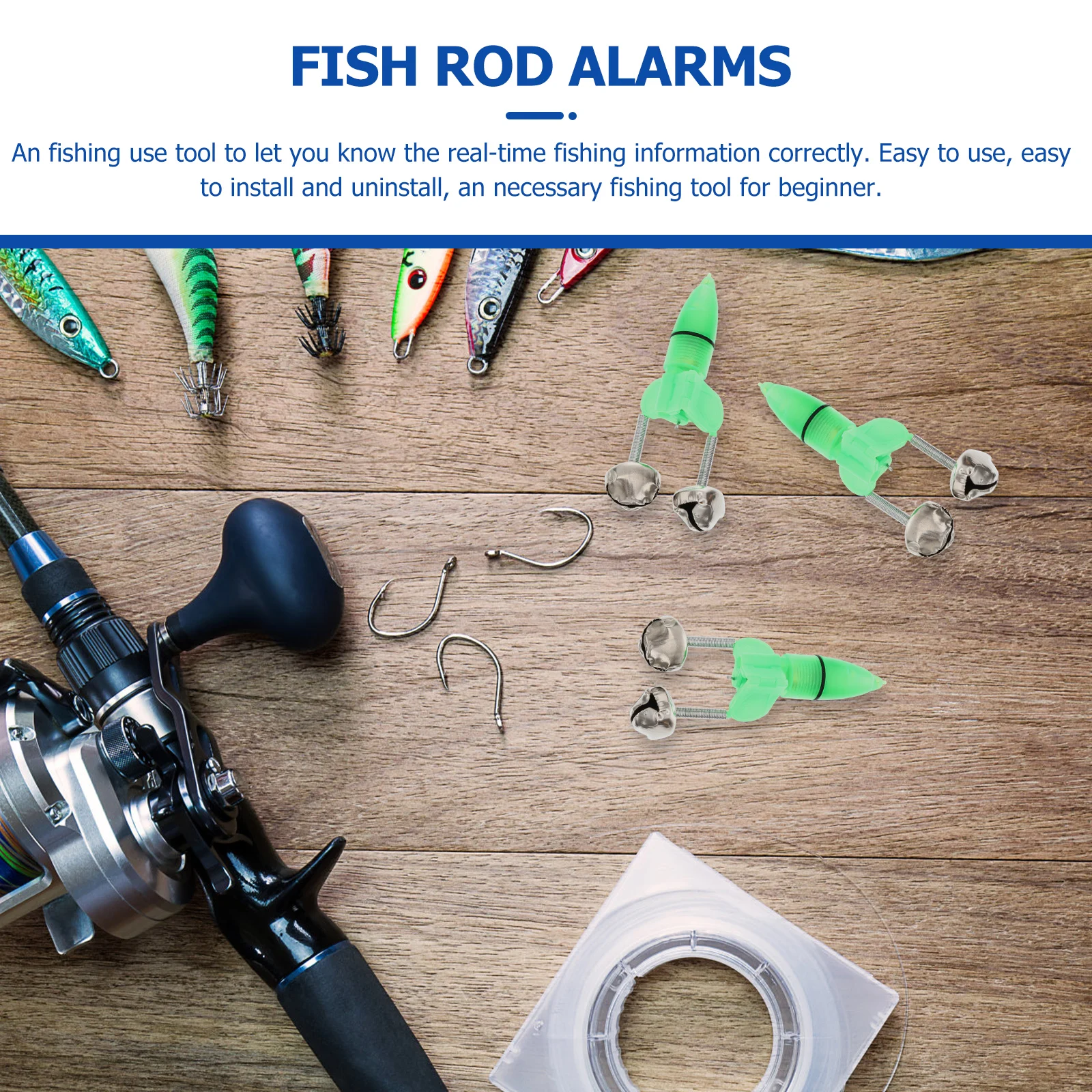 

Fishing Alarm Bells Plastic Metal Durable Vibrating Indicator Night LED Green Lamp Portable Dual Alerts Tools Accessories