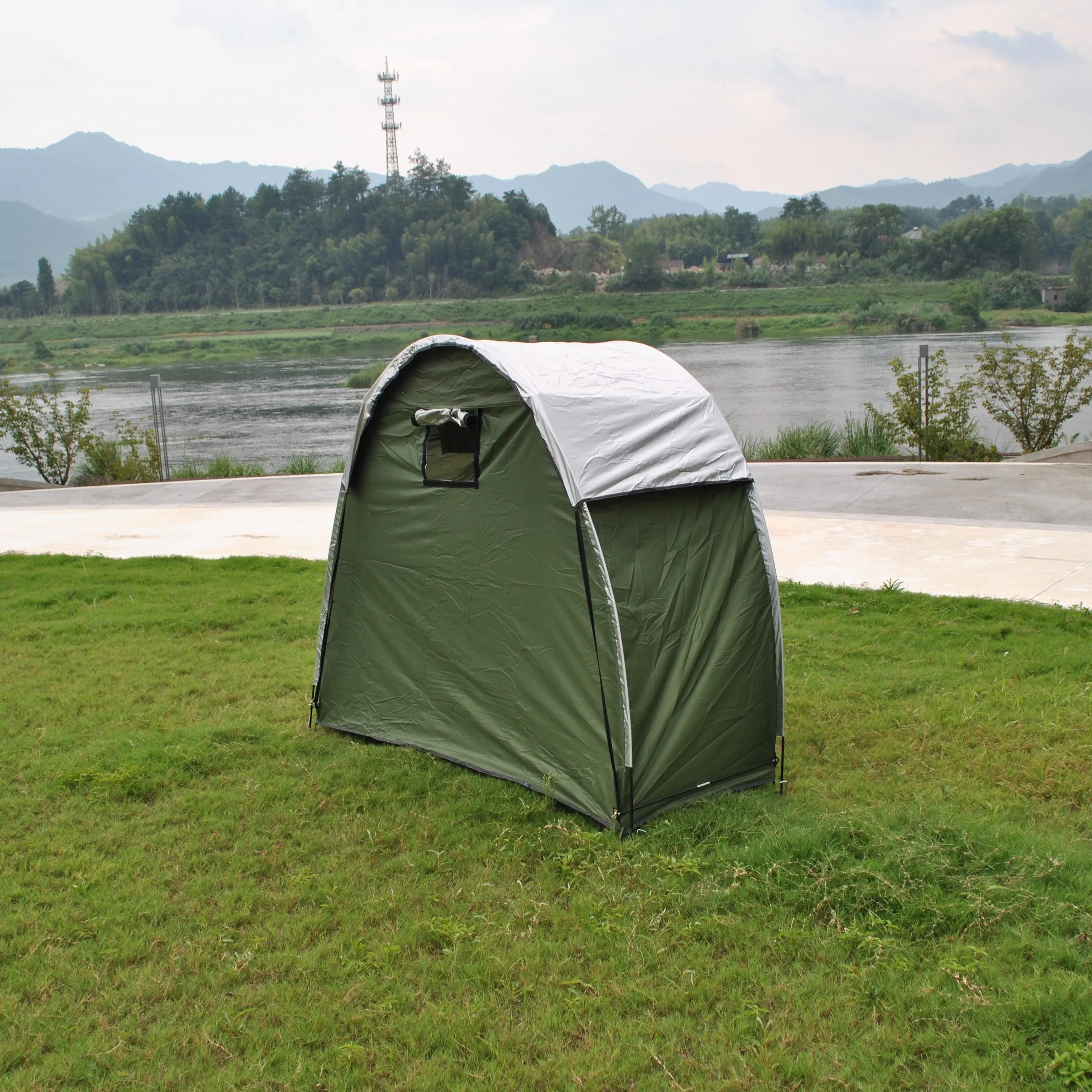 With Rain Cover Bike Tent, Bicycle Tent Camping PU4000 210D Silver Coated Oxford Cloth, Outdoor Bike Storage Tent For Fishing