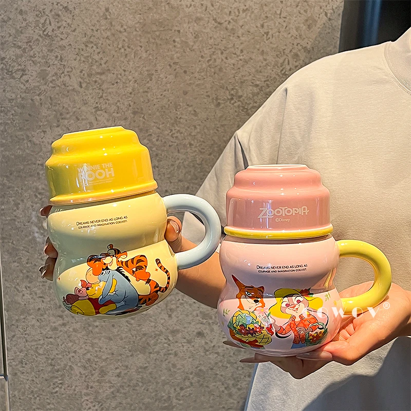 

Cute Cartoon Anime Merchandise Stitch Gourd Water Cup Home Couple Ceramic With Lid Creative Water Cup Cartoon Ceramic Mug Gift