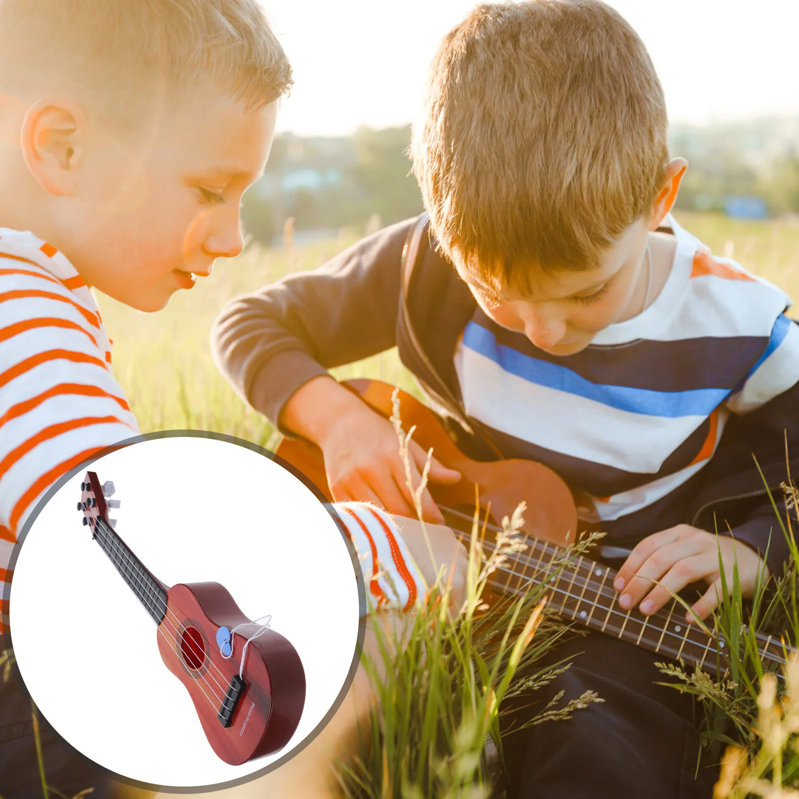 Guitare jouet Harmonica pour enfants, Instruments de musique pour bébés, ukulélé, Puzzle en bois