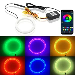 12V 24V Motocyklowe RGB Angel Eyes Halo Rings Światła z kierunkowskazami APP Bluetooth LED Motocykl Retrofit DRL Reflektor