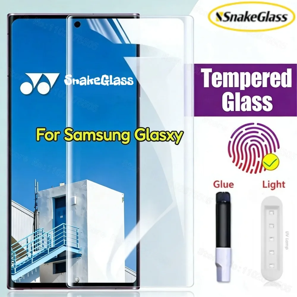 UV Tempered Glass Film for Samsung Galaxy, Full Curved Screen Protector, S24, S23 S22, S21, S20 Ultra Plus, Note 20 10 9 8 Ultra