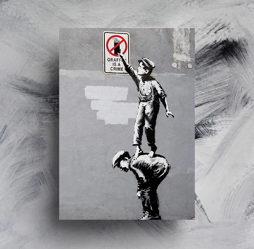 Banksy Graffiti Artwork Painting Girl With Red Balloon Poster Black White poster Abstract Wall Home Decor street graffiti poster