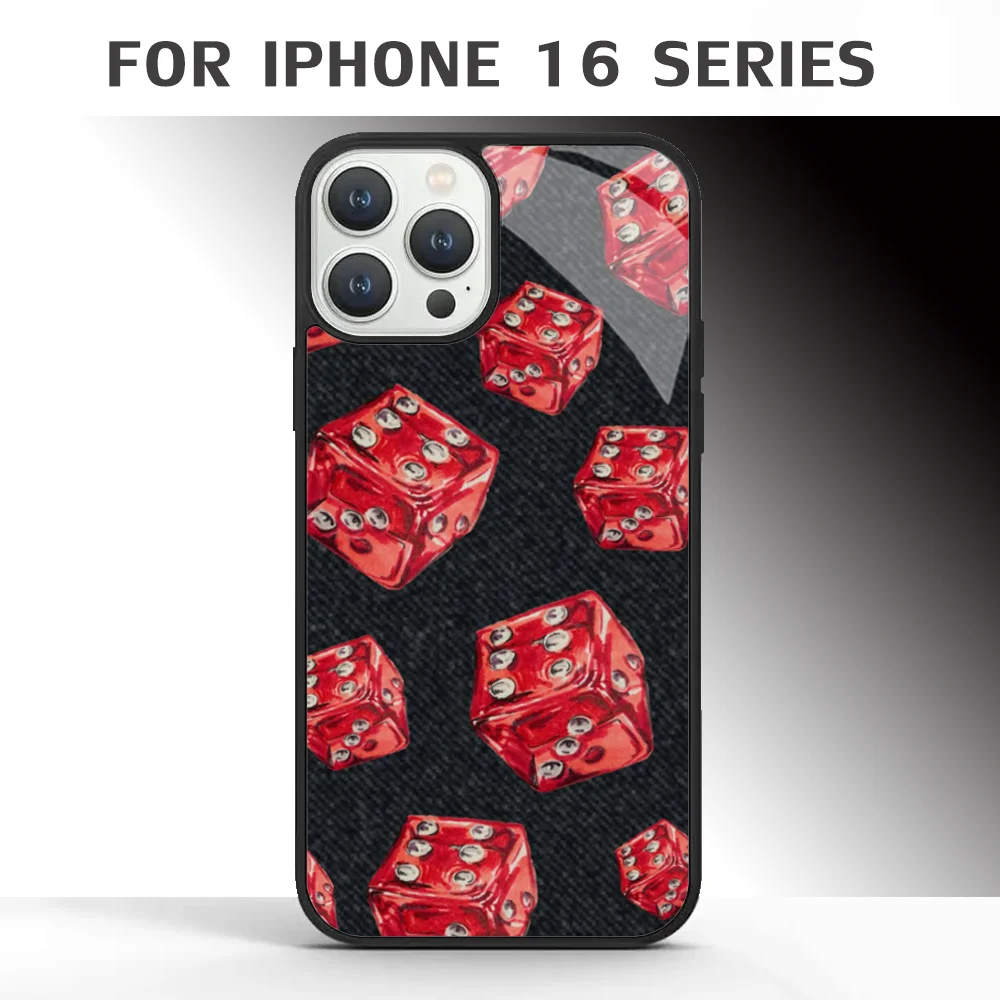 Red Dice Phone Case For IPhone 16 16pro 16plus 16promax Pro Plus Max Mirror Acrylic PC TPU Cover