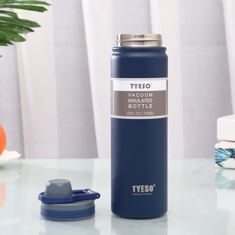 750ml Tyeso Thermos Cup Stainless Steel Portable Water Bottle Large Diameter And Large Capacity Student Sport Kettle