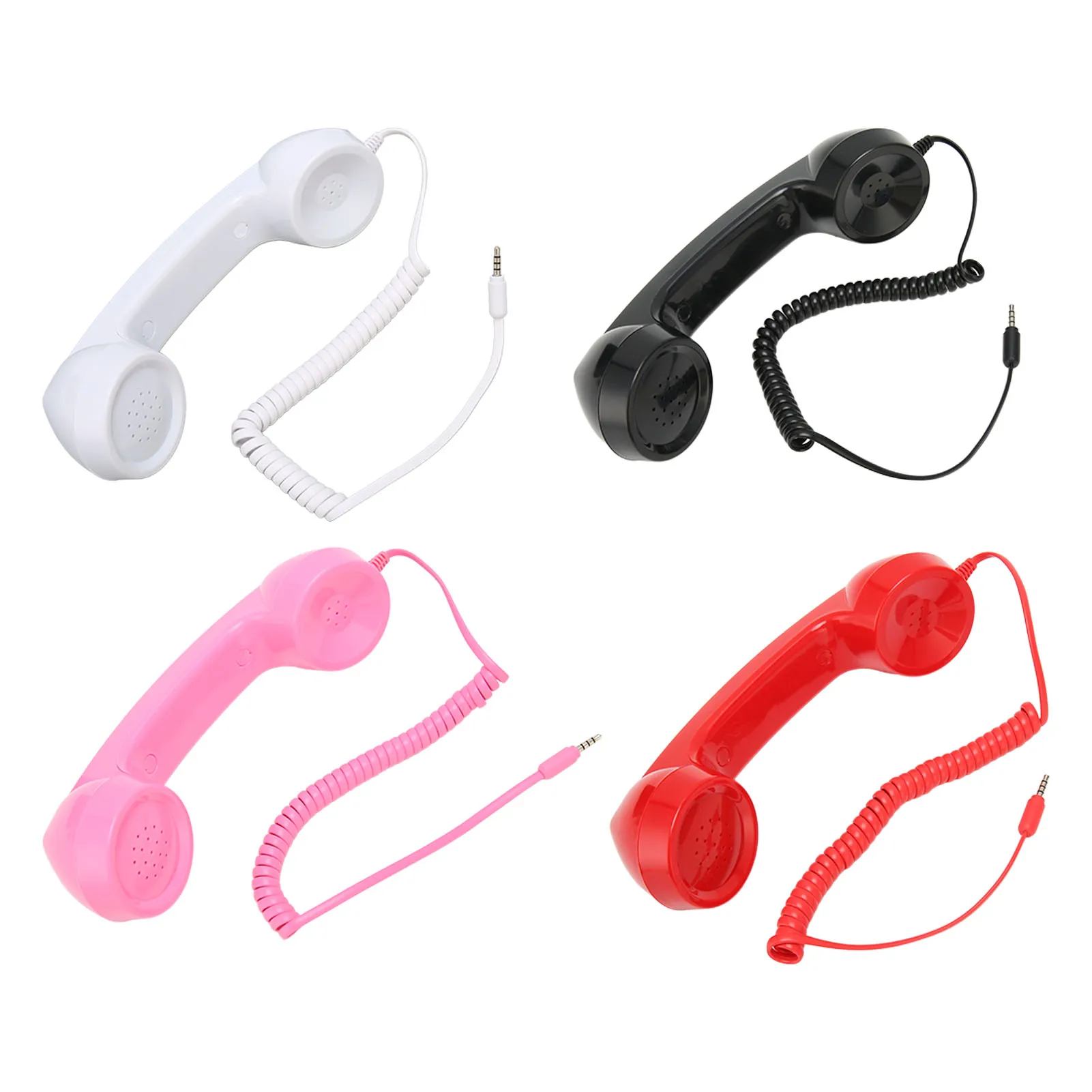 Handheld Cell Phone Receiver Wired Retro Phone Handset Radiation Proof Clear Sound One Click with Mic for Smartphones
