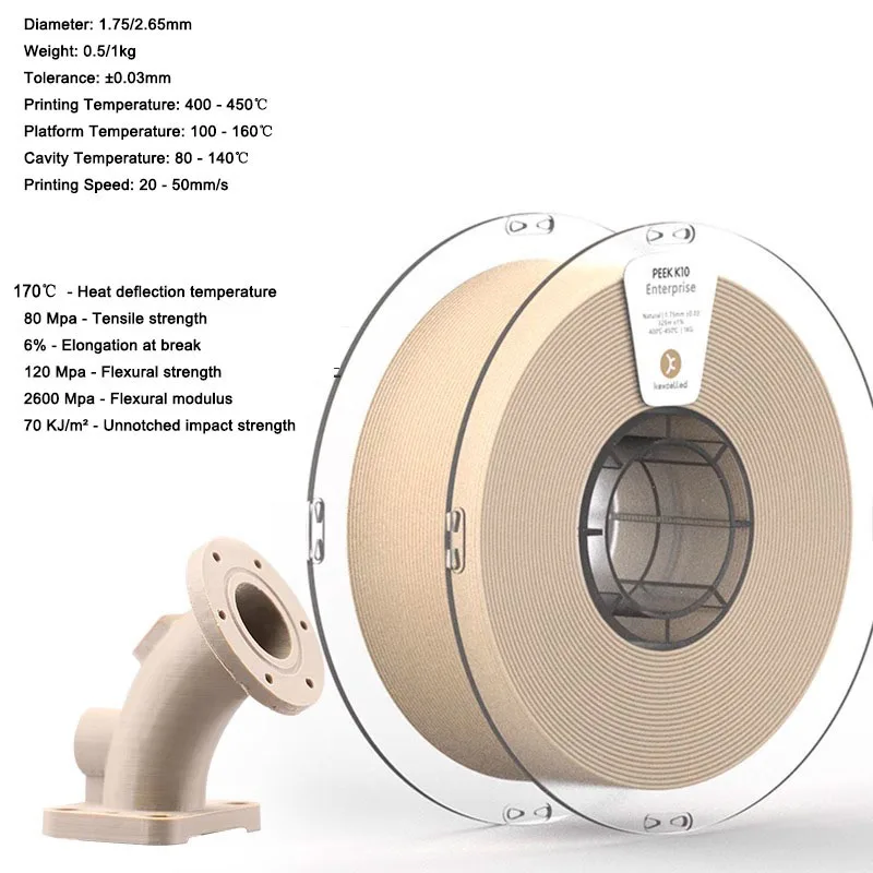 

3D printer consumable material PEEK (polyether ether ketone) 3D Printer Filament resistance corrosion mechanical properties