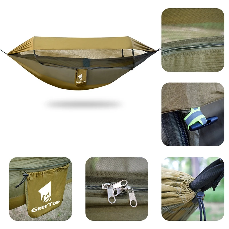 Imagem -04 - Nylon Portátil Rainproof Mosquito Net Hammock Outdoor Camping Swing Camas Proteção Solar Jogo de Turista Equipamento Exterior