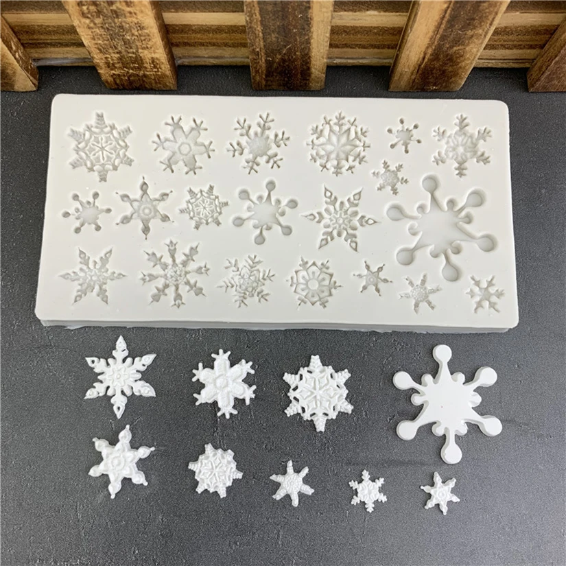 Forma de silicone para flocos de nece, ferramentas de decoração de bolo fondant, molde para doces, argila, biscoitos, cupcake, chocolate, confeitaria