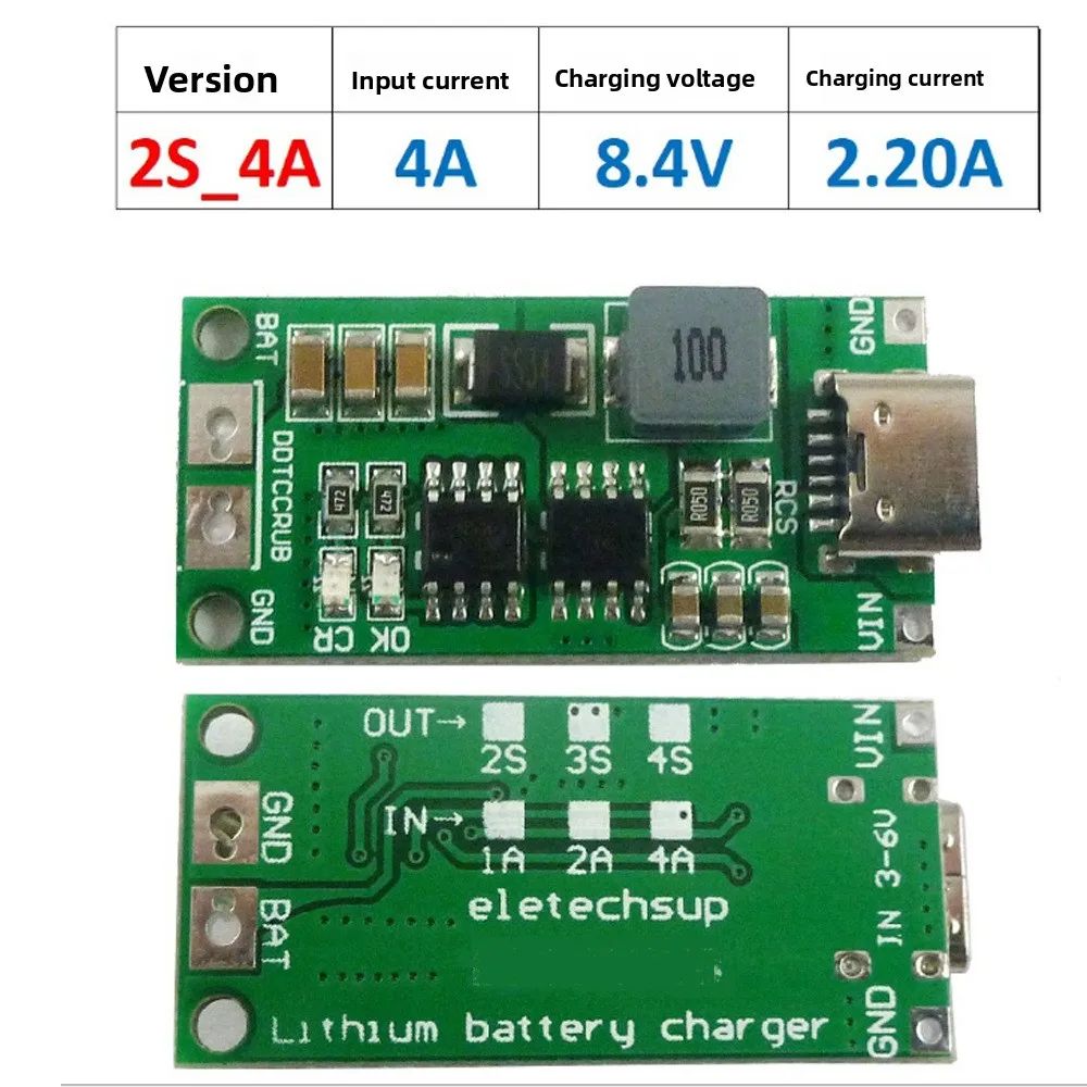 Multi-Zellen 2S 3S 4S Typ-C auf 8,4V 12,6V 16,8V Step-Up-Boost-LiPo-Polymer-Li-Ion-Ladegerät für 7,4V 11,1V 14,8V 18650 Lithium-Akkus – Detail 3