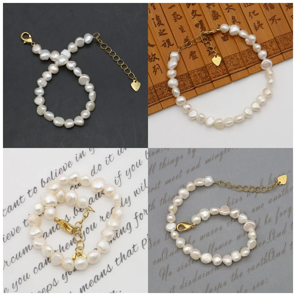 

Edison Irregular Pearl Bracelet Heart-shaped Extender Chain Copper Clasp16cm Light Luxury INS-style Versatile Jewelry Accessory