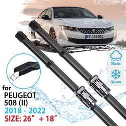 Car Front Wiper Blades For Peugeot 508 Mk2 2018 2019 2020 2021 2022 Windscreen Windshield Accessories Windows Brushes Washer 2pc