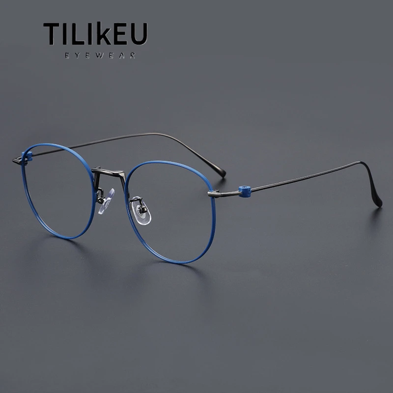 

New Round Pure Titanium Ultra Light Eyewear Frame Simple Retro Men Women Optical Prescription Eyeglasses Korean Glasses Frame IP